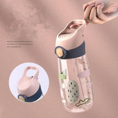 Bouilloire à boire en plastique pour enfants, tasse d'école Portable, bouteille d'eau pour enfants avec paille saine et sans BPA, 450ML
