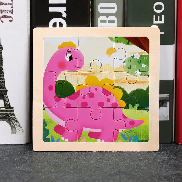 Puzzle en bois de petite taille, jouets Montessori pour bébé, jeu de société 3D, jouets éducatifs, cadeau pour enfants, 9 pièces