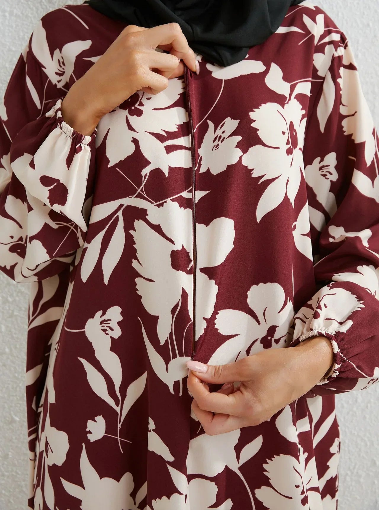 Women's Pop Eid Muslim Abaya Ramadan Moroccan Arabic Pockets Long Floral Dress Dubai Caftan Islamic Abayas Zippers Casual Dresses