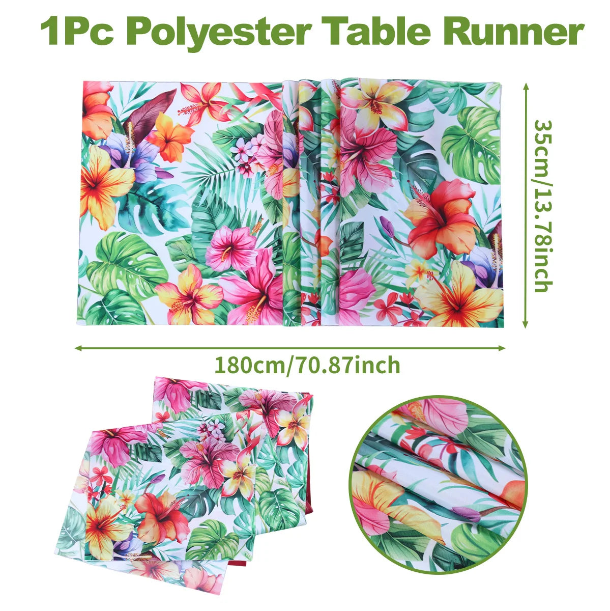 Summer Hawaiian Flower Table Runner, Flamingo Birthday Party Decor for Kids, Aloha Hawaii Tropical Party Supplies, Dining Table Decor