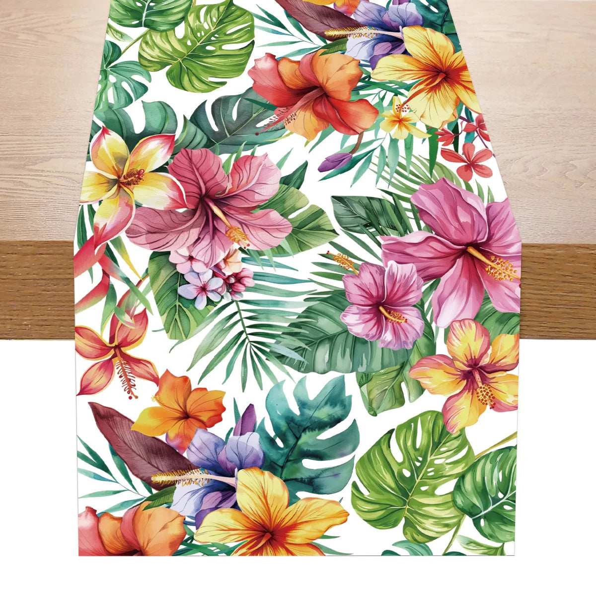 Summer Hawaiian Flower Table Runner, Flamingo Birthday Party Decor for Kids, Aloha Hawaii Tropical Party Supplies, Dining Table Decor