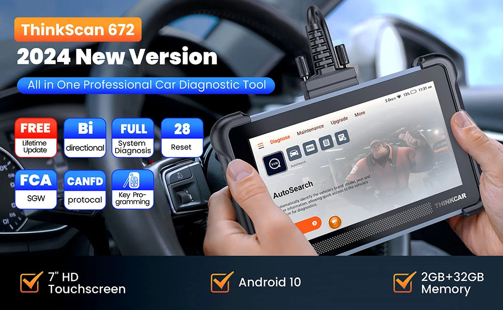 THINKCAR THINKSCAN 672 Car Diagnostic Tools CANFD 28 Resets IMMO DPF Full System Free Lifetime TCM ABS Scan OBD2 Auto Scanner
