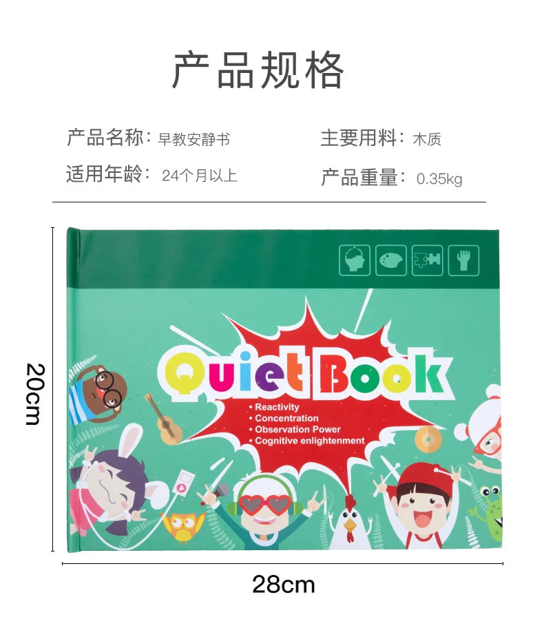 Livre occupé Montessori pour enfants en bas âge, jouets éducatifs pour bébés, livre silencieux, chiffres d'animaux, puzzle assorti