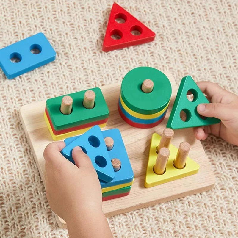 Jouets éducatifs en bois Montessori pour enfants de 1 2 3 ans jouets pour bébés Puzzles en bois 3D jouet d'apprentissage pour bébés jeu de Puzzle pour enfants