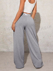 Pantalon femme lettre imprimé décontracté ample femme pantalon large pantalon de survêtement mode femme pantalon de traînée