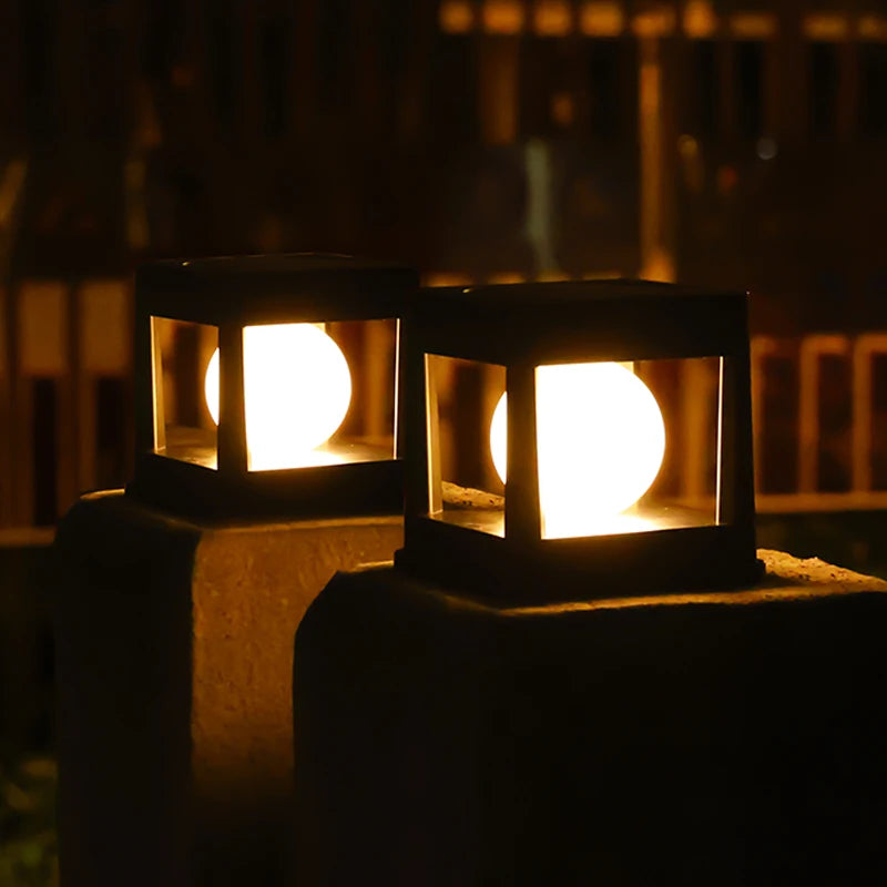 2-LED outdoor solar light, waterproof pillar lights, capital lights, for yards, lawns, walkways, gardens, camping.