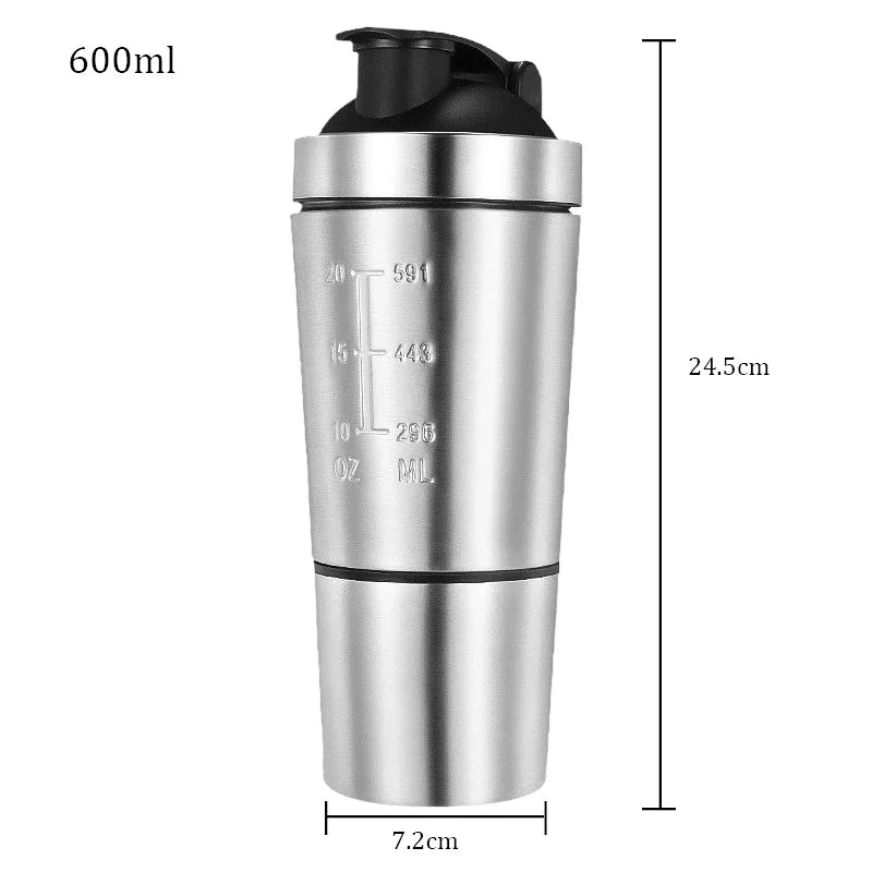 Tasse de secoueur de protéines en acier inoxydable, tasse de sport de Fitness Portable, Shakers de Nutrition, bouteilles d'eau, tasse d'eau, Shakers portables
