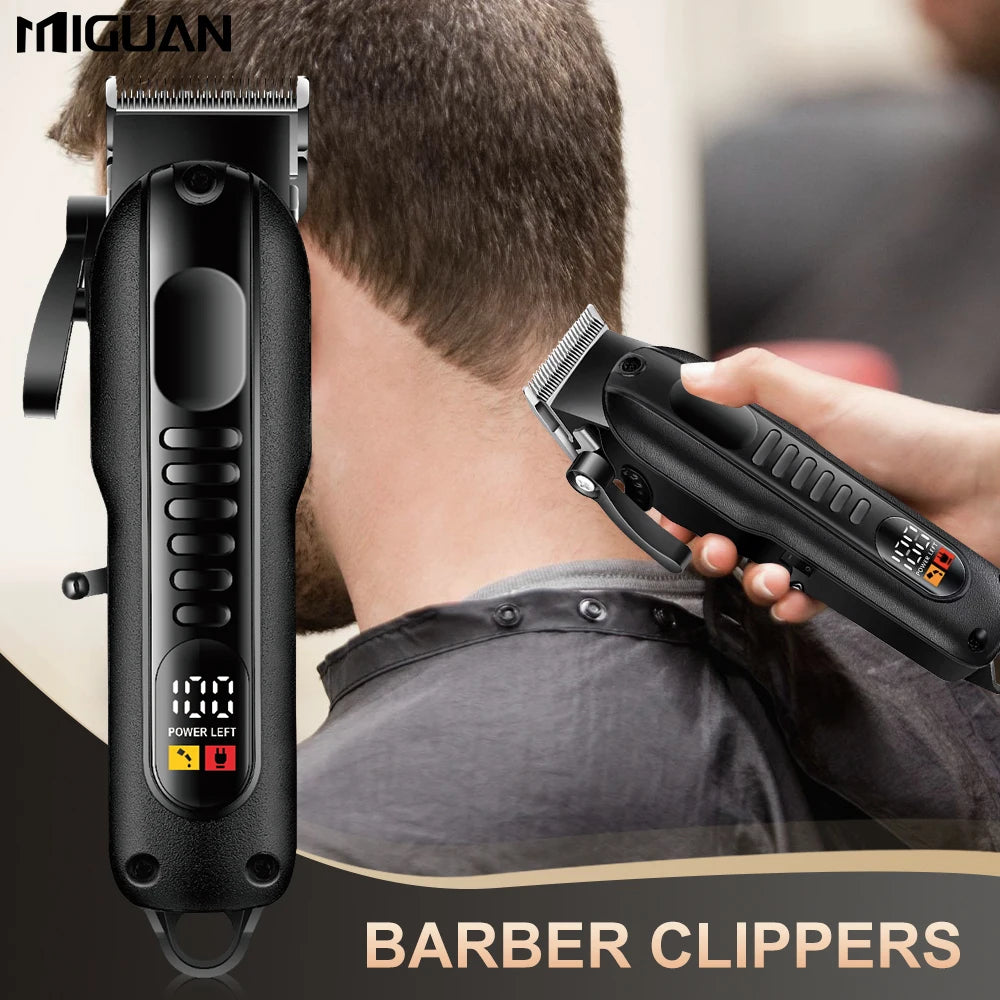 Tondeuse à cheveux professionnelle pour hommes avec écran LED, batterie au lithium rechargeable, chargement USB, tondeuse sans fil avec
