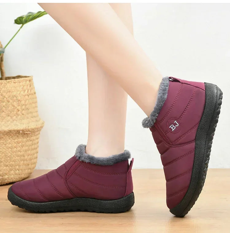 Bottes d'hiver imperméables pour femmes, bottines de neige en peluche, chaudes, noires, chaussures à plateforme en coton pour Couple, nouvelle collection 2023