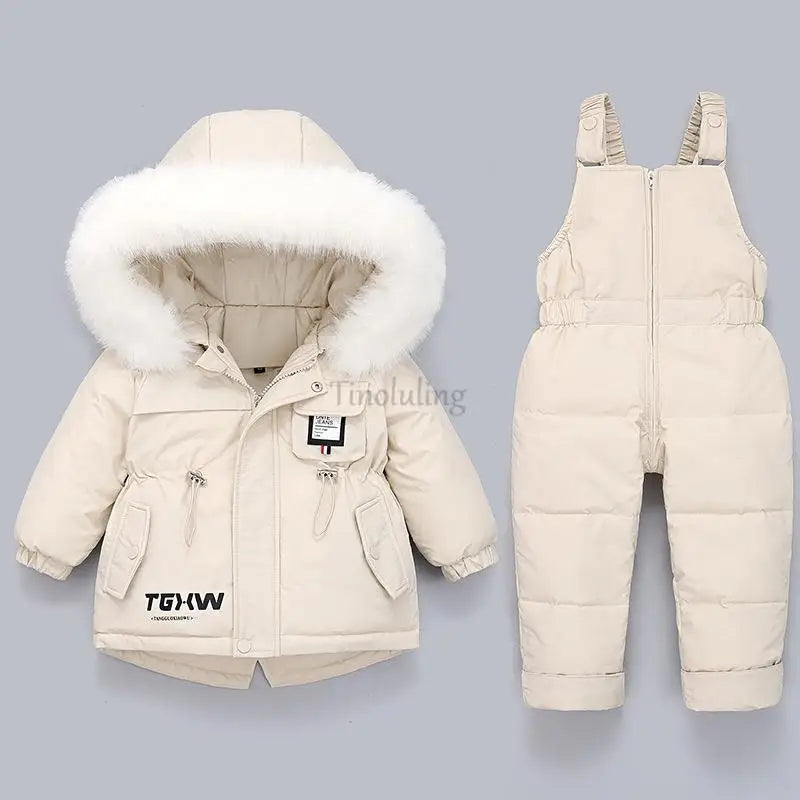 Ensembles de vêtements pour tout-petits, combinaisons de neige d'hiver pour bébés filles, doudounes chaudes, combinaisons à capuche en fourrure optique, combinaisons trempées, 0-3 ans