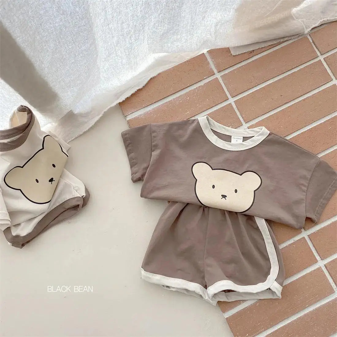 Ensemble de vêtements pour enfants, T-shirt et Short pour garçons et filles, 2 pièces, vêtements d'été à manches courtes pour bébés, costume confortable