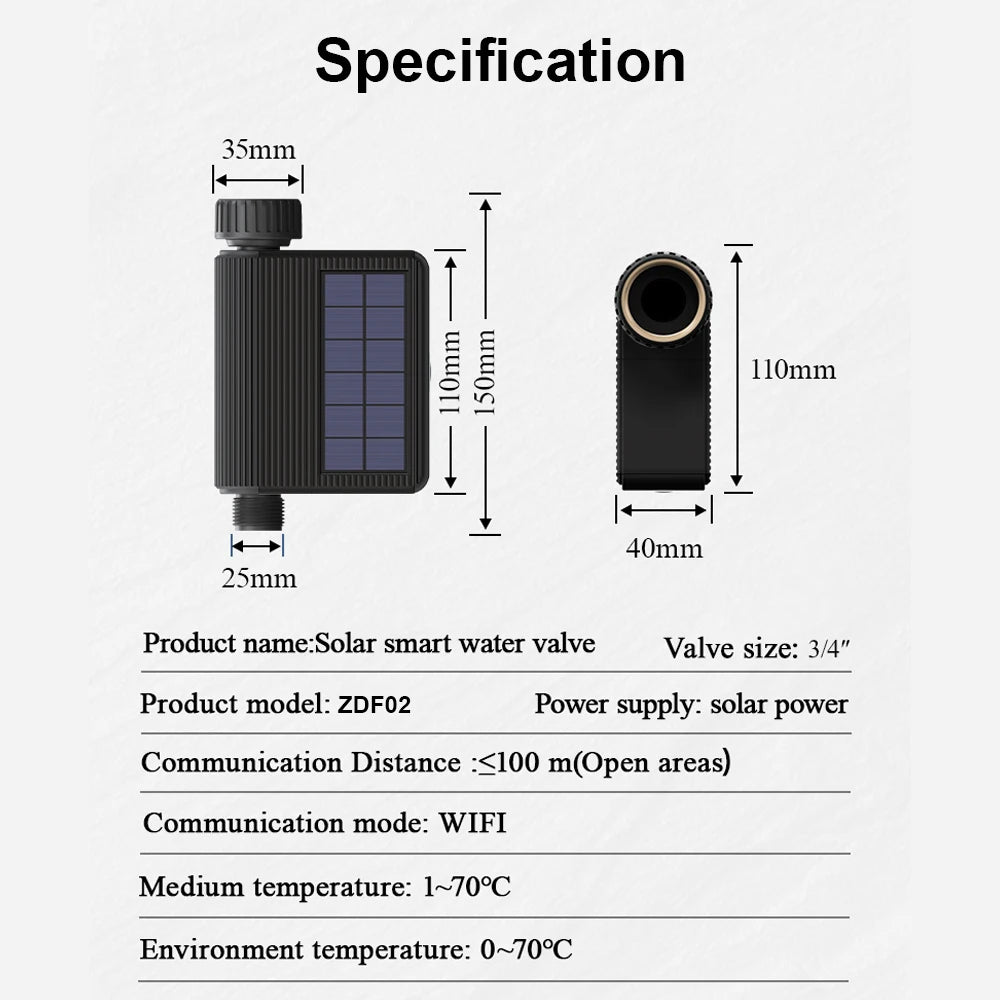 Tuya Wifi Smart Watering Timer, Solar Powered Drip Irrigation System, Built-in Water Flow Recorder, Water Controller