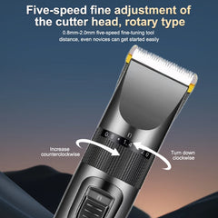 Professional electric hair clipper for men, ceramic blade, low noise home trimmer, USB charger, men's hair cutting tools