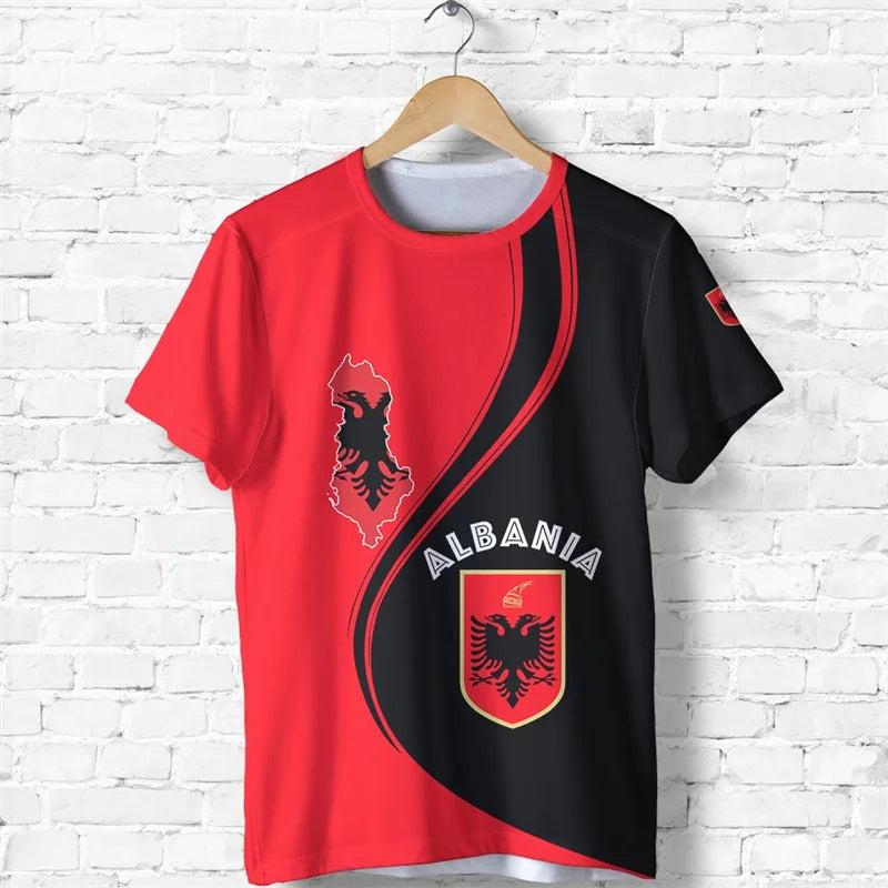 Albania Football Jersey, Football Team T-Shirt, Wholesale, Albanian Flag 3D, Graphic T-Shirts, Albanian Emblem, 2024