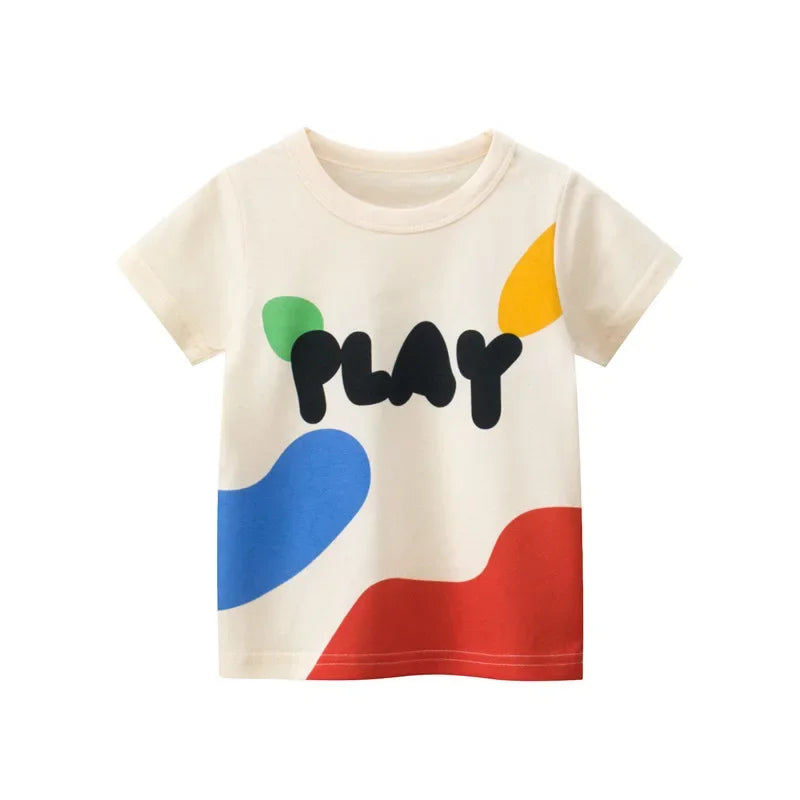 Vêtements d'été en coton pour bébés garçons et filles, t-shirt à manches courtes imprimé graffiti, haut pour enfants, tenue pour bébé, 2-8T