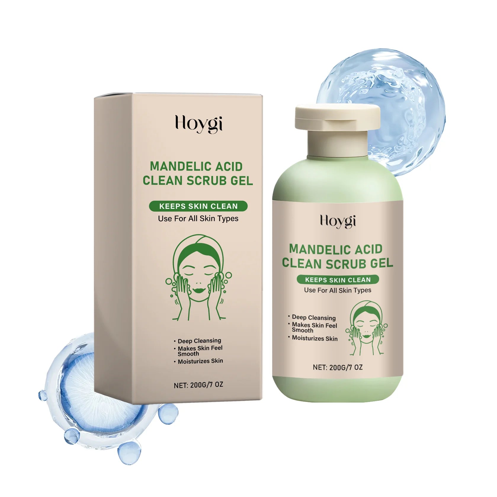 Gel exfoliant pour le corps Hoygi - Nettoyage en profondeur, hydratant, exfoliant doux pour éliminer les cellules de la peau morte, nettoie les pores