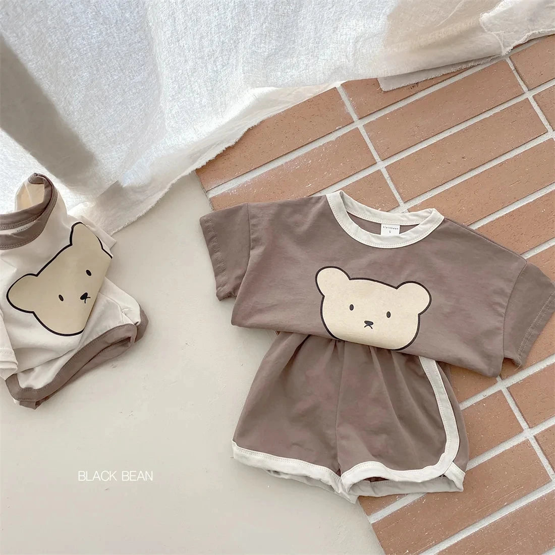 Ensemble de vêtements pour enfants, T-shirt et Short pour garçons et filles, 2 pièces, vêtements d'été à manches courtes pour bébés, costume confortable