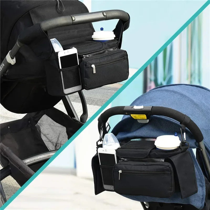 Sac de rangement pour poussette de bébé, sac suspendu de voyage de grande capacité, sac pour maman, porte-bouteille de téléphone, sacs à couches, accessoires de poussette pour bébé