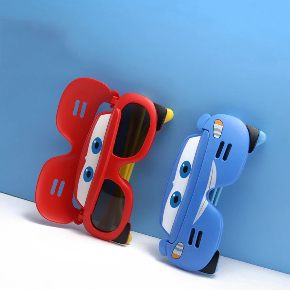 Dessin animé voiture fête polarisé enfants lunettes de soleil lunettes enfants voiture Flip couverture lunettes enfant doux protéger ombre lunettes UV400 Oculos