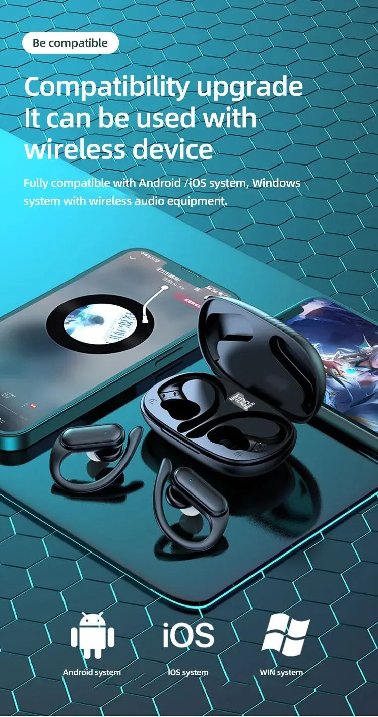 A520 Wireless Bluetooth Headphones, High-Quality Earplugs, Sweatproof, Touchscreen, Light-Up, Mini HD Stereo Sound Quality, Universal Headphones