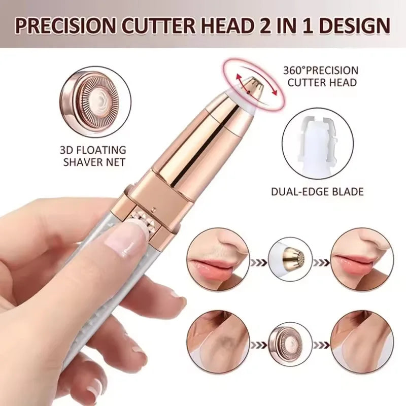 Tondeuse à sourcils électrique 2 en 1 pour femmes, chargeur USB, épilateur portable, bikini, rasoir indolore, corps féminin, tondeuse à sourcils faciale