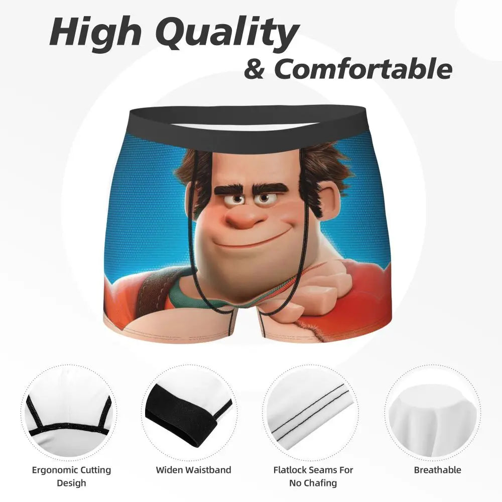 Wreck-It Ralph Men's Boxer Briefs, Breathable Underwear for Men, Boyfriend Gift