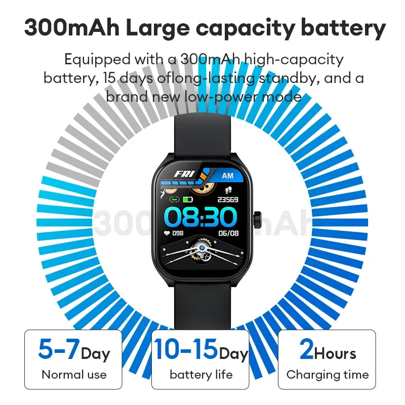 Montre intelligente 2.01 ''AMOLED écran incurvé IP68 étanche Bluetooth 5.3 appel AI Vioce Assistant Fitness Smartwatch pour hommes