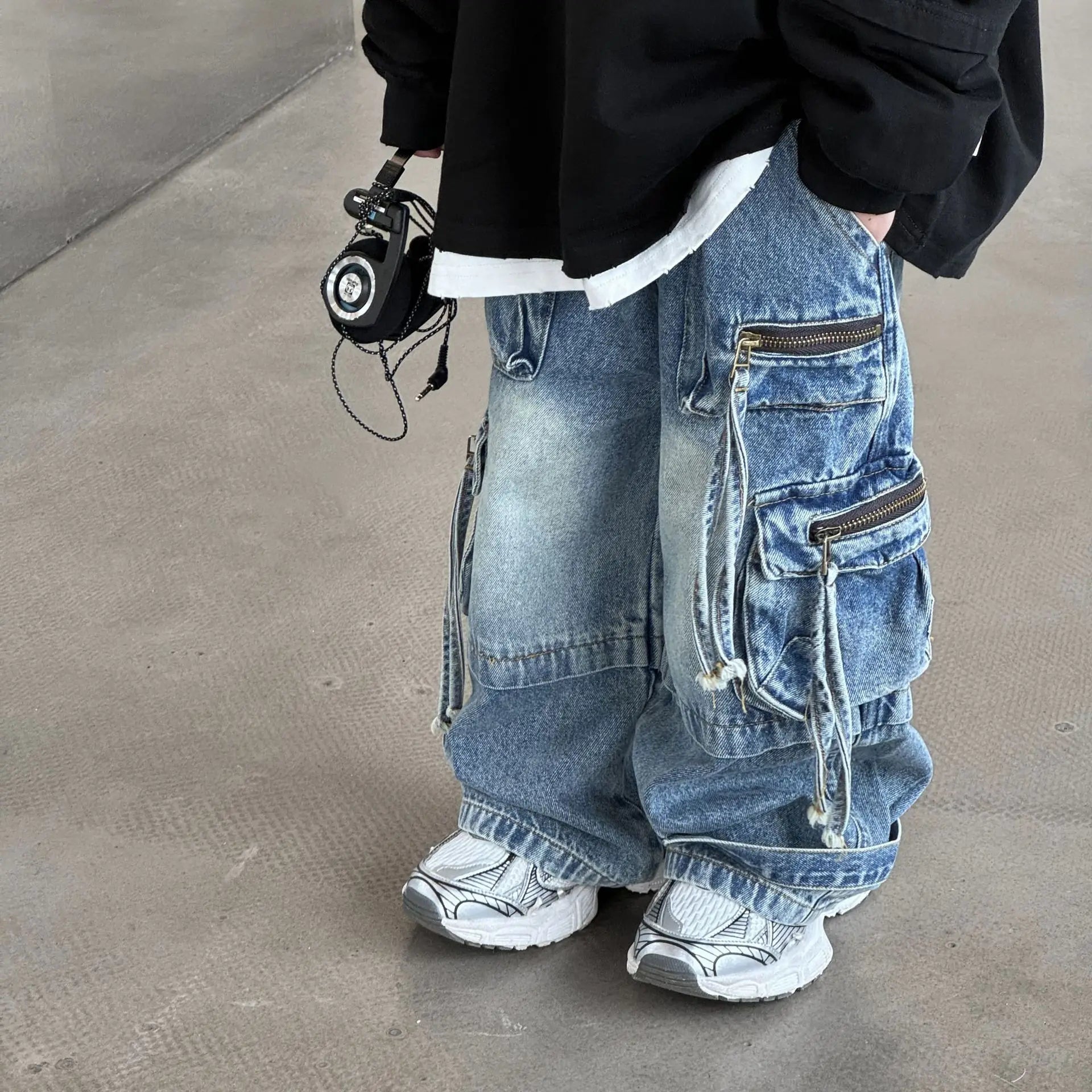Bébé enfants Denim pantalon printemps automne nouveau à la mode Cargo jean garçon Style coréen décontracté beau pleine longueur poche pantalon
