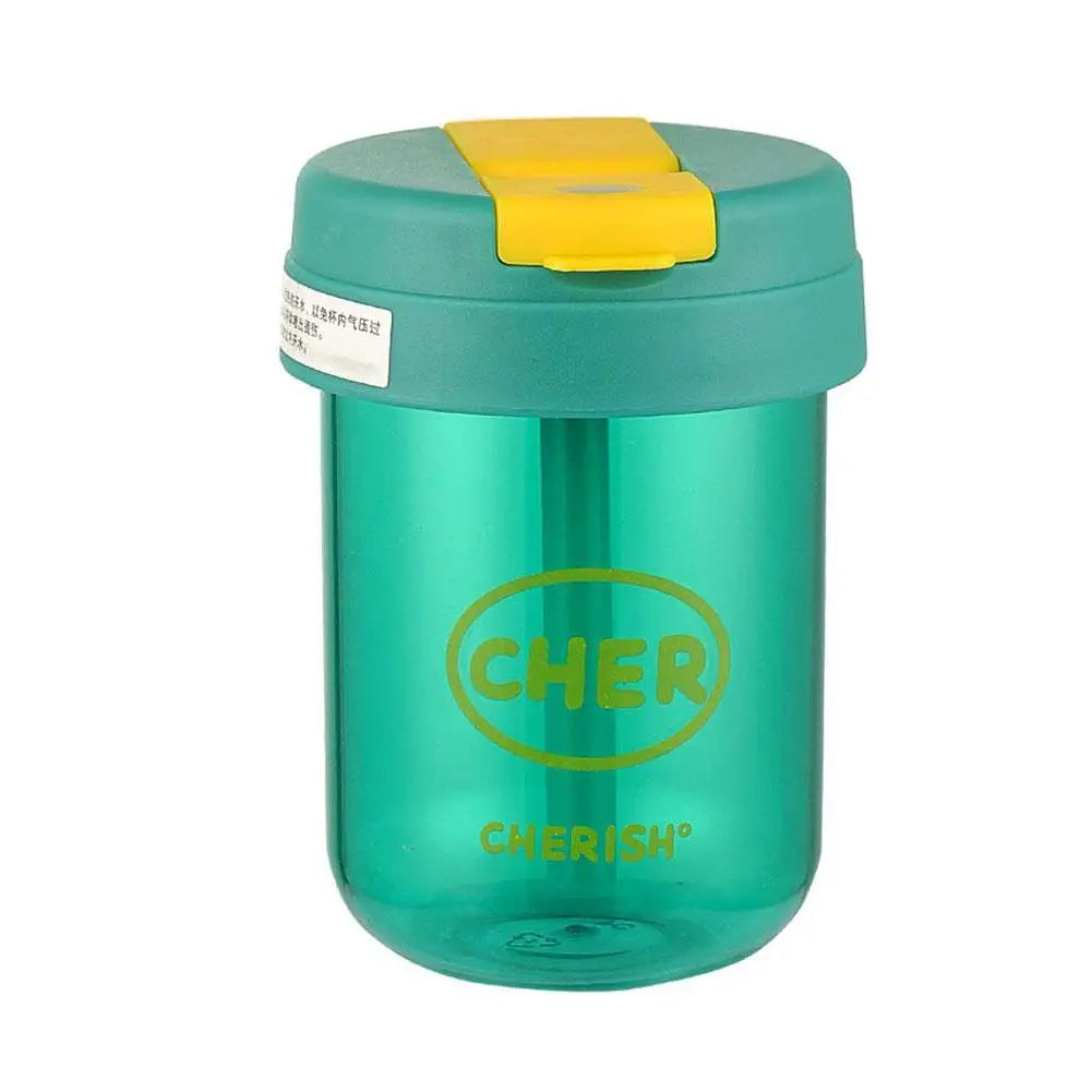Mini Bouteille d'Eau avec Paille Anti-Chute pour Enfant Fille, 300ml, Mignon, Portable, pour dehors en Plein Air, Lait, Café, Frite, Thé