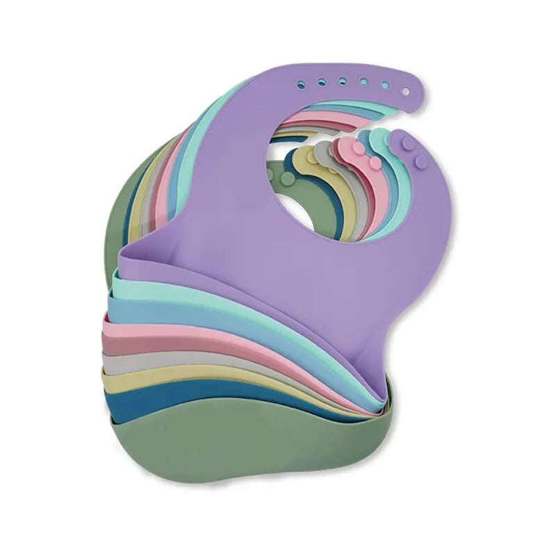 Bavoirs imperméables pour bébé, mignon dessin animé imprimé d'animaux, bavoir pour enfants, fille et garçon, bavoir réglable en Silicone souple, articles d'alimentation pour bébé