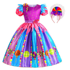 Robe sucette sucette pour filles, costume de carnaval, costume d'anniversaire pour petits enfants, tutu arc-en-ciel de paupières, vêtements de mariage pour enfants, bonbons doux, nouveau