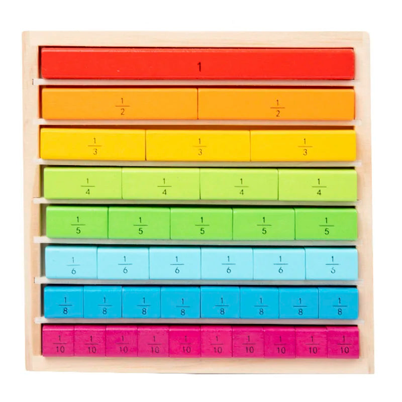 Jouets en bois Montessori fuchsia pour enfants, aides aux mathématiques, bâtons de fraction de document, éducation précoce de la maternelle, jouets d'apprentissage