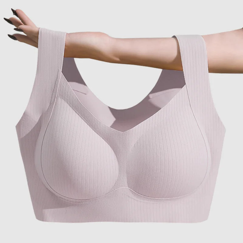 Confortable, une pièce, bonnet fixe sans trace, sous-vêtements pour femmes, beau gilet de sport au dos, soutien-gorge de sommeil de grande taille mince