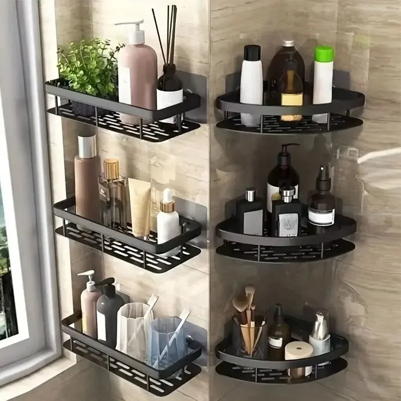 HOStorage-Étagère d'angle murale sans perçage T1, support de rangement pour douche