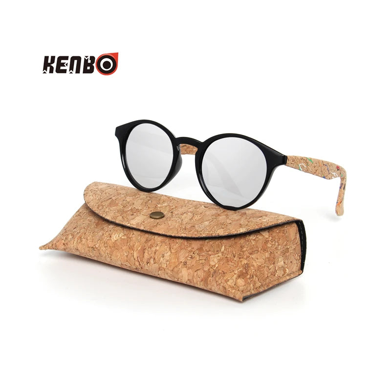 Kenbo haute qualité ronde bois bambou Grain lunettes de soleil polarisées avec étui mode femmes homme nuances lunettes de soleil en bois
