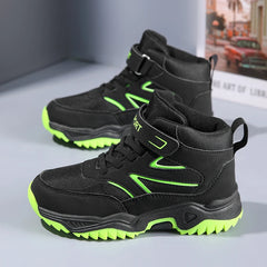 Chaussures de sport antidérapantes en cuir pour enfants, baskets de course respirantes, noires, à la mode, de randonnée, taille 29-40, nouvelle collection