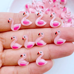 50 pièces nouveau mignon Mini 10*13mm dessin animé Animal flamant résine Figurine artisanat Flatback ornement fabrication de bijoux accessoires de coiffure