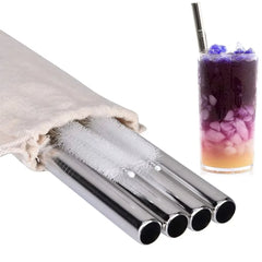 FAIS DU 4 pièces 12mm paille réutilisable en acier inoxydable 304 avec brosse de nettoyage pour un sorter facile des smoothies épais et des Milkshakes