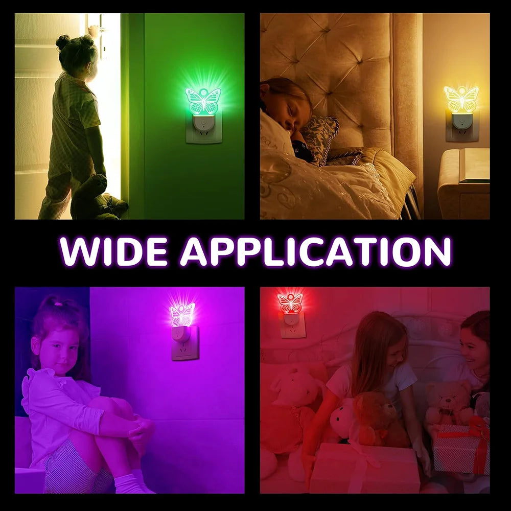 Veilleuses à brancher dans le mur, veilleuse à couleur changeante pour enfants, veilleuse LED RGB avec capteur du crépuscule à l'aube pour chambre d'enfants