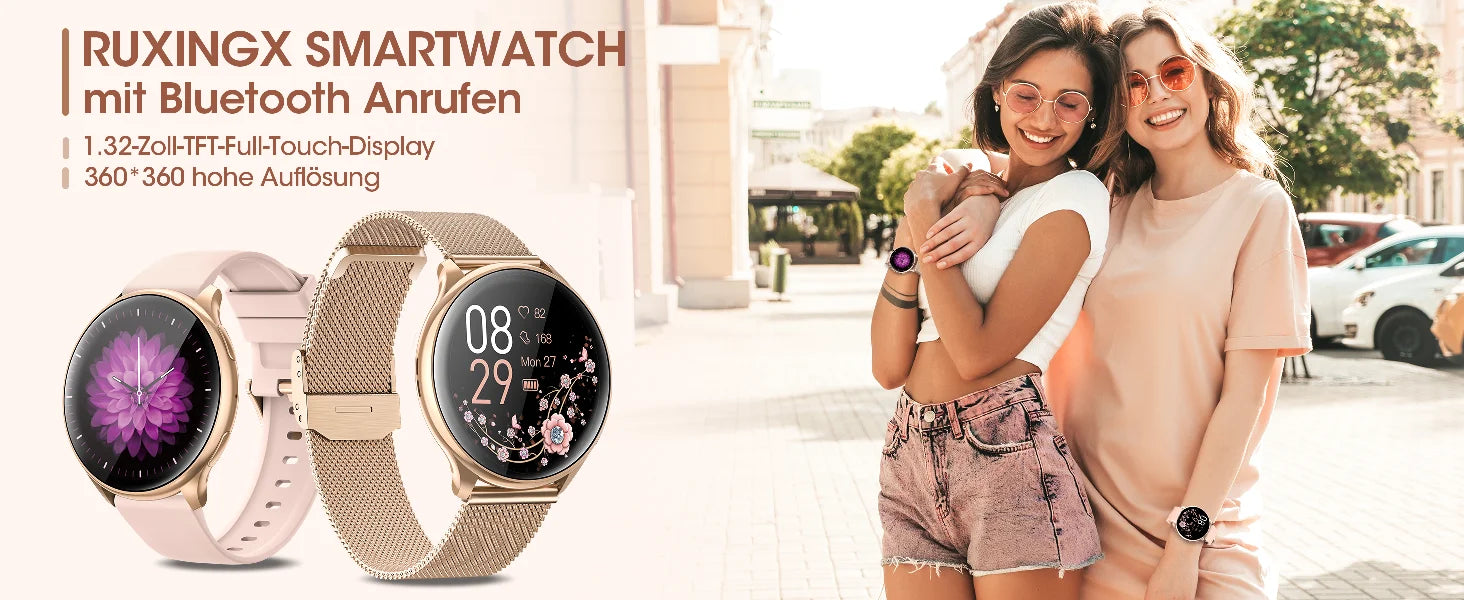 Montre intelligente pour femme avec fonction téléphone, écran tactile HD 1,39 pouces avec moniteur, cycle menstruel, surveillance du sommeil, pedom