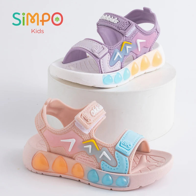 Sandales de Sport pour enfants, chaussures souples respirantes et résistantes à l'usure avec Velcro réglable, chaussures d'extérieur pour garçons et filles, été