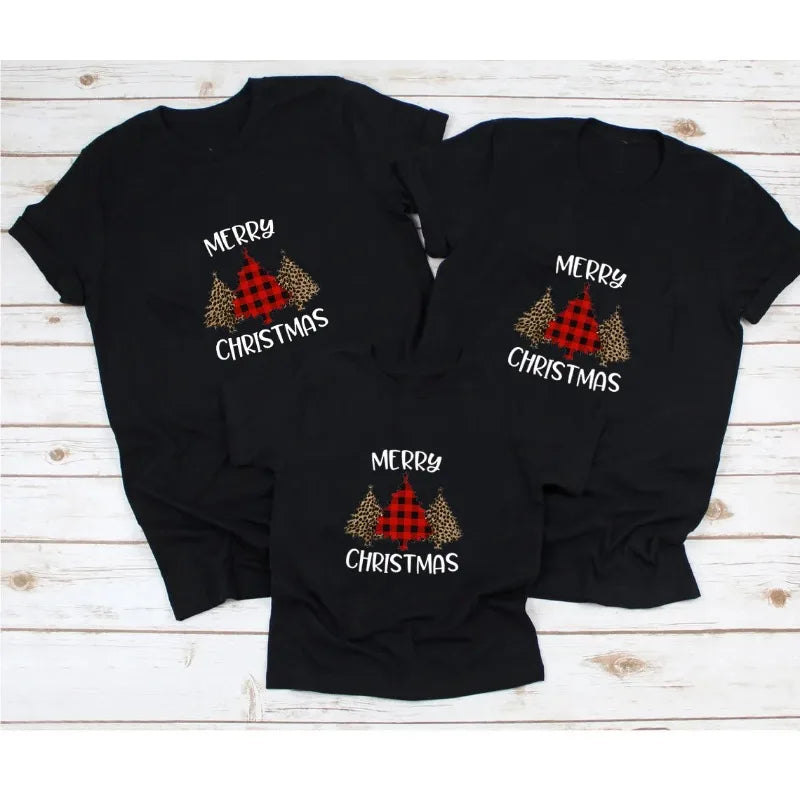 T-shirt imprimé arbre de Noël pour la famille, chemises de Noël, vêtements assortis pour la famille, tenues de vacances, hommes, femmes, enfants
