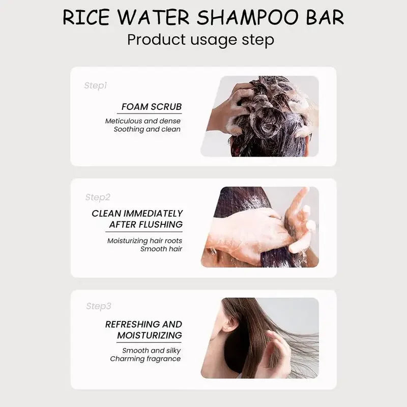 Shampoing au riz biologique, barre de savon, savon revitalisant sans huile, protéines d'eau de riz, nourrissant, Anti-perte, pour la croissance des cheveux