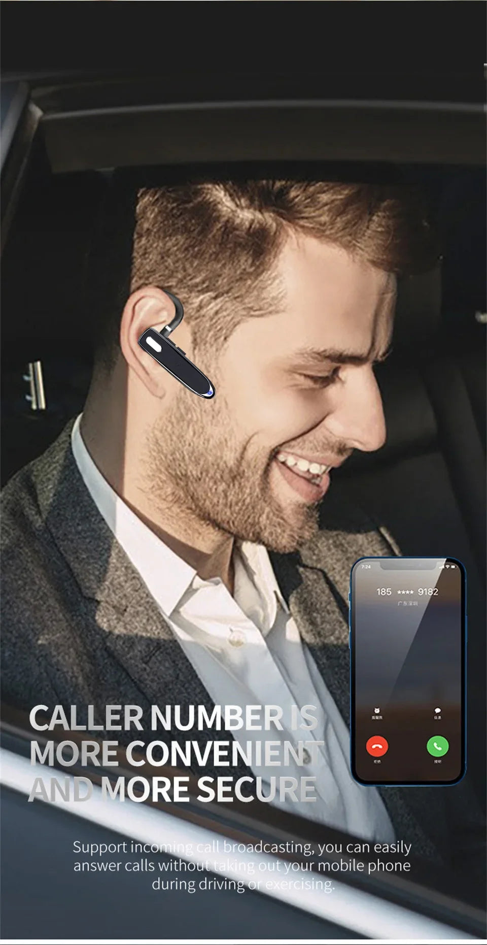 Casque sans fil Bluetooth écouteur avec microphon ENC suppression du bruit mains libres parlant casque affaires Auriculares conduite