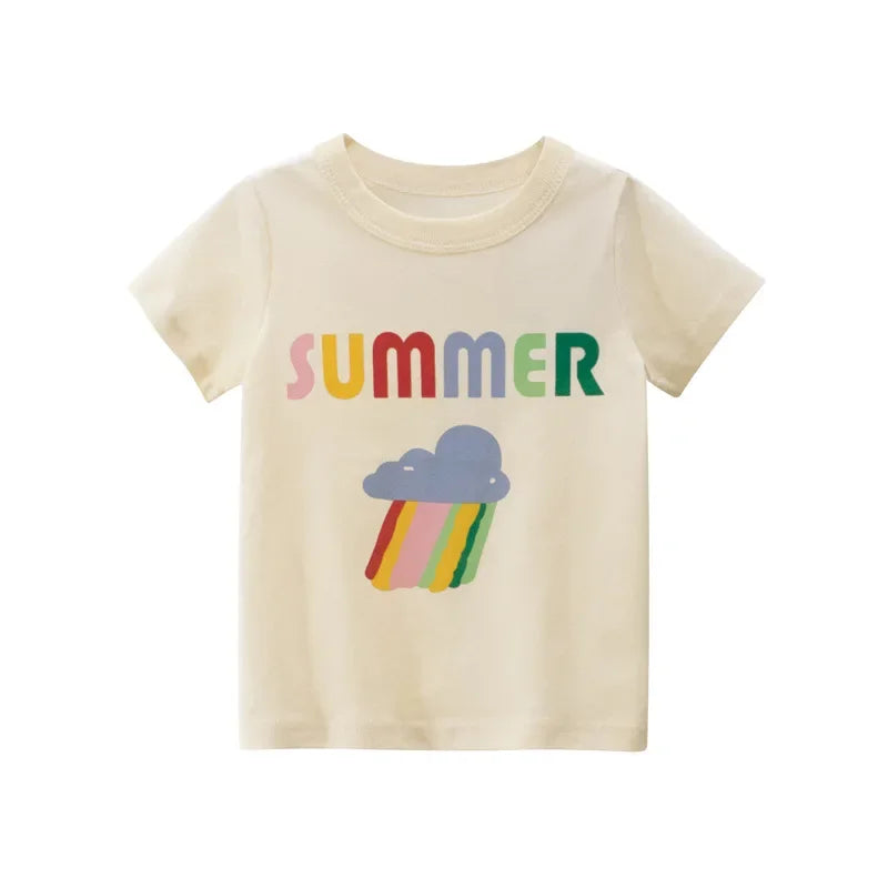 Vêtements d'été en coton pour bébés garçons et filles, t-shirt à manches courtes imprimé graffiti, haut pour enfants, tenue pour bébé, 2-8T