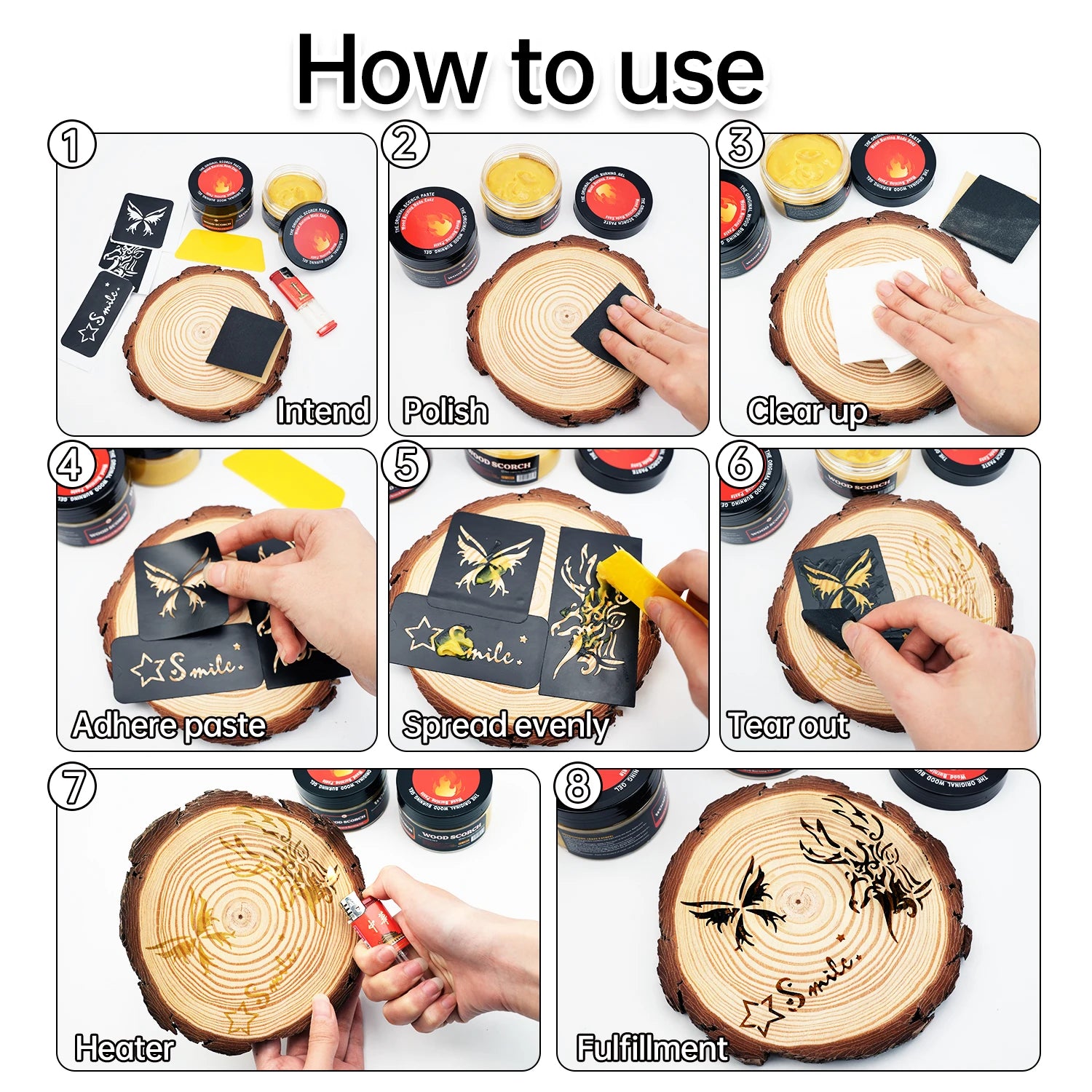 Pâte à brûler en bois, gel brûlant le bois pour l'artisanat, le dessin et les arts du bricolage, créez un bel art en apprentissage, personnalisez votre artisanat
