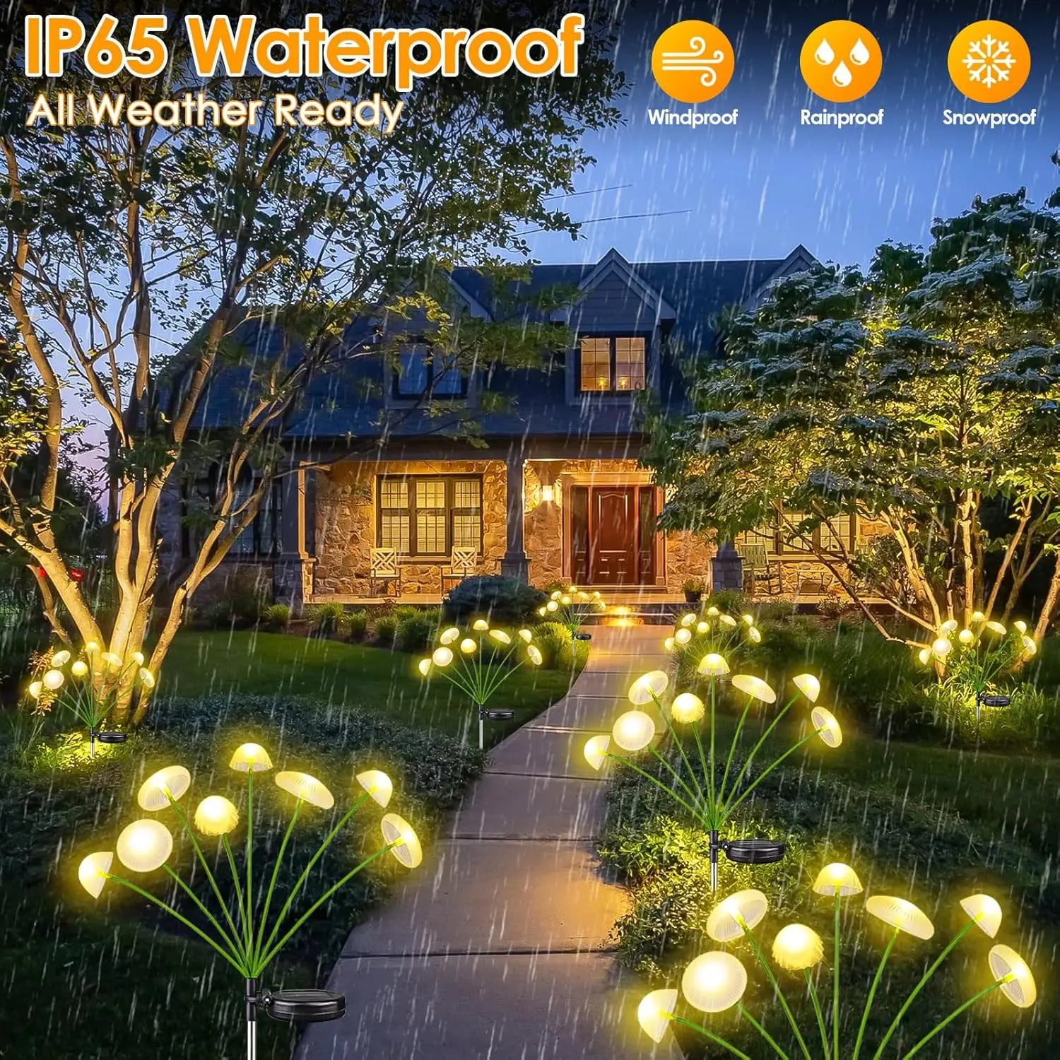 Dual Mode LED Solar Garden Lights, Mushroom-Shaped Waterproof Garden Patio Path Jellyfish Design for Garden Ambiance