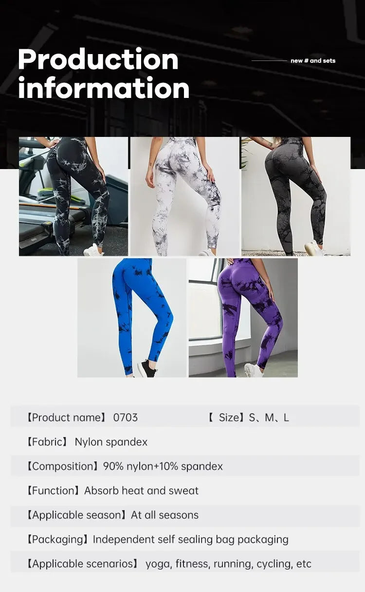 Femmes sans couture cravate colorant Yoga Leggings taille haute Fitness Sexy mode Leggings exercice course levage fesses cyclisme Leggings