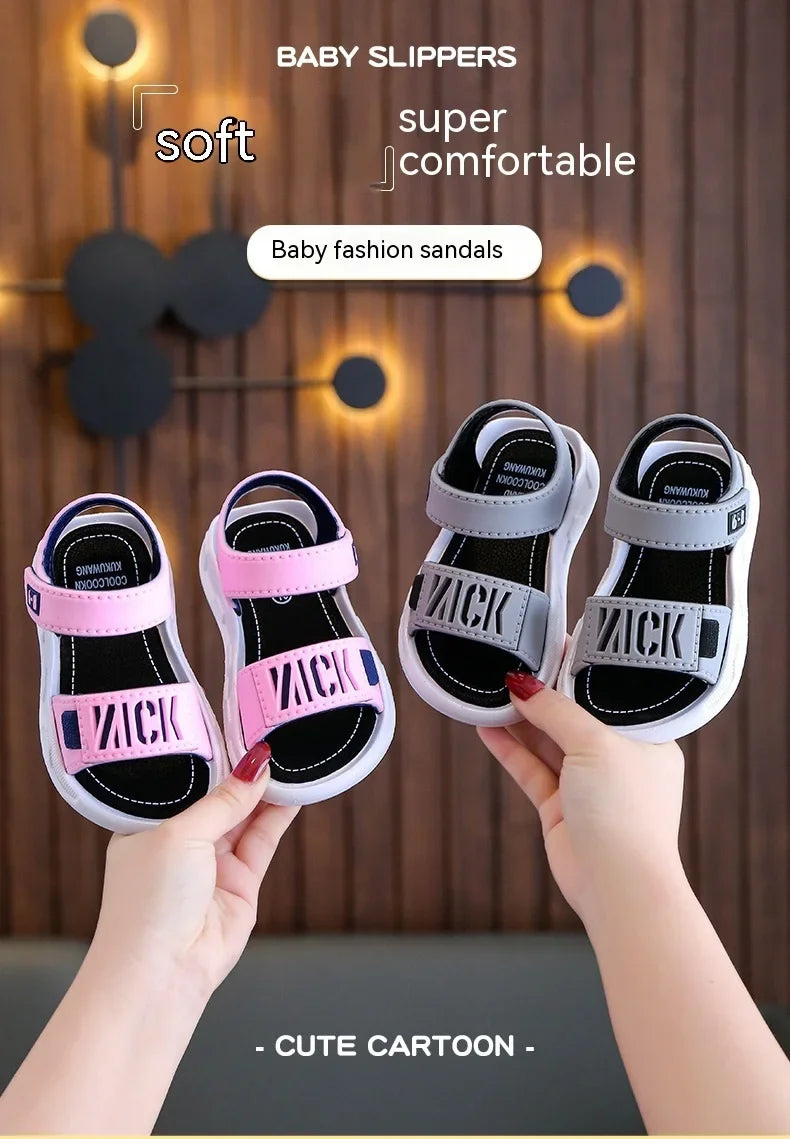 Sandales pour enfants étudiants chaussures antidérapantes simples généreux garçons filles sandales porter et hors facile fond souple enfants chaussures décontractées