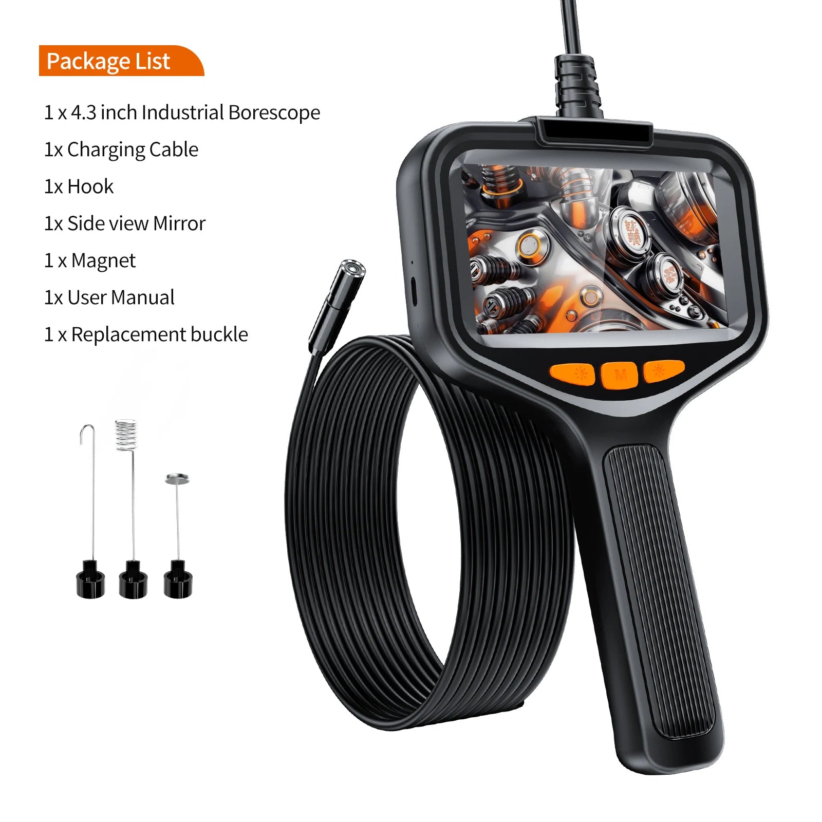 Caméra Numérique HD Étanche pour Inspection d'Égout avec 8 Lumières LED, Boroscope de Déterminer, Écran LCD, IP67, 4.3 P, 1080